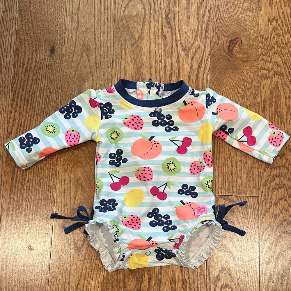 Ruffle Butts Colorful Fruit Print Kids Swim One Piece